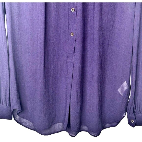 Aritzia Babaton Womens Blouse Silk Semi Sheer Button Up Shirt Purple Size XS - Picture 4 of 12